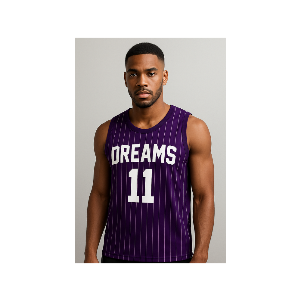 PURPLE WHITE STRIPE BASKETBALL JERSEY UNISEX