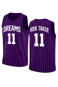 PURPLE WHITE STRIPE BASKETBALL JERSEY UNISEX